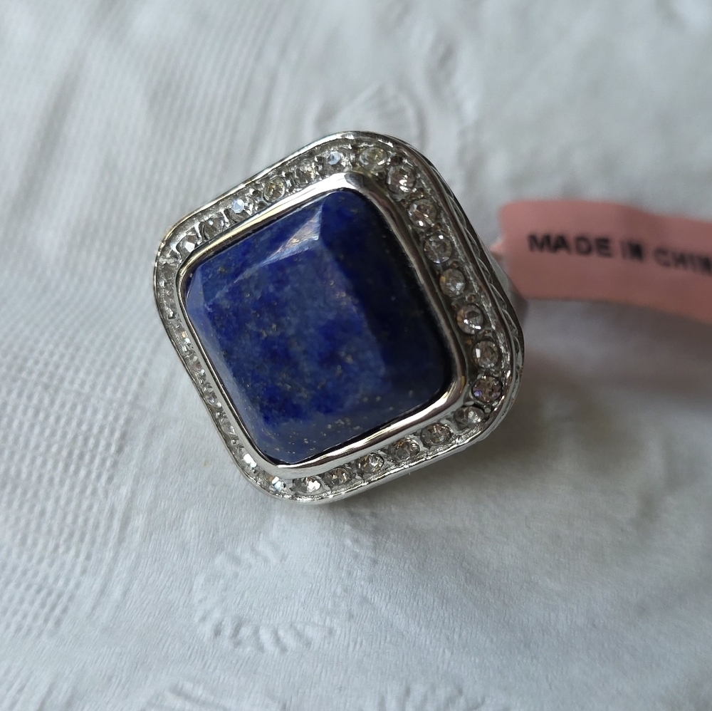 Lapis Lazuli Stainless Steel Ring Size 7 - Picture 1 of 9